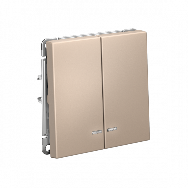 ARTGALLERY 2-клавишный ВЫКЛЮЧАТЕЛЬ с подсветкой, сх.5а, 10АХ, механизм, быстрозажим. клем., ПЕСОЧНЫЙ , GAL001253S