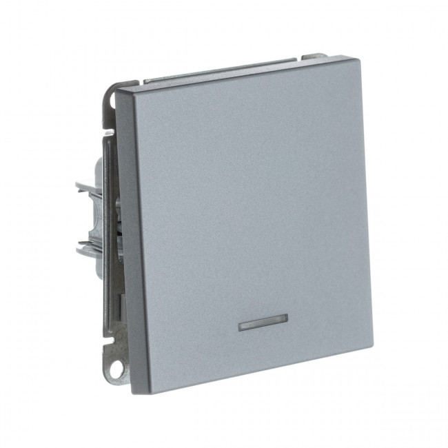 1-клавишный ВЫКЛЮЧАТЕЛЬ с подсветкой, сх. 5а, 10АХ , Art Gallery, цвет Алюминий, GAL000313