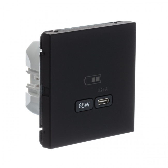 Art Gallery USB РОЗЕТКА тип-С 65Вт высокоскор.заряд. QC, PD, механизм, КАРБОН, GAL001027