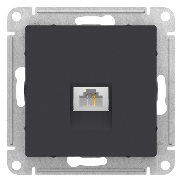 ATN001081 -  РОЗЕТКА телефонная RJ11, механизм, КАРБОН