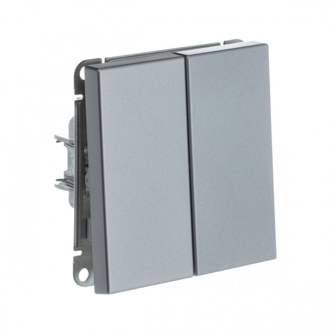 2-клавишный ВЫКЛЮЧАТЕЛЬ с самовозвратом, сх. 2, 10АХ , Art Gallery, цвет Алюминий, GAL000317