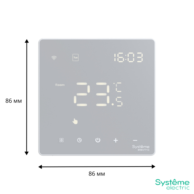 ARTGALLERY ТЕРМОСТАТ программируемый с Wi-Fi для электрического теплого пола, 16 А, моноблочный, БЕЛЫЙ, GAL000138