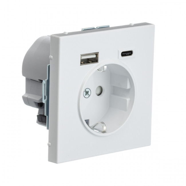 РОЗЕТКА 16 А с 2 USB А+С, 5 В, 1 порт 2,4/3,0 А, 2 порта 1,5 А , Art Gallery, цвет  белый, GAL000132