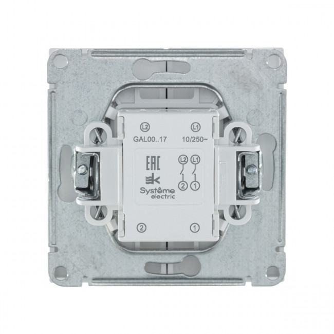 2-клавишный ВЫКЛЮЧАТЕЛЬ с самовозвратом, сх. 2, 10АХ , Art Gallery, цвет Карбон, GAL001017