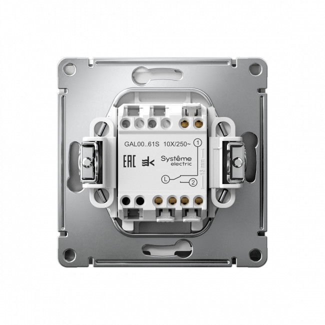 ARTGALLERY 1-клавишный ПЕРЕКЛЮЧАТЕЛЬ, 10АХ, механизм, быстрозажим. клем., СТАЛЬ, GAL000961S