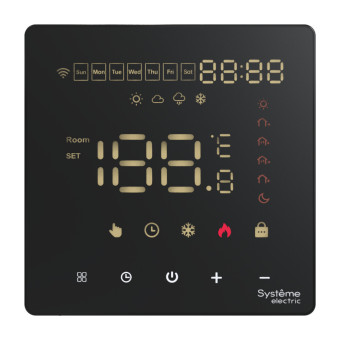 ARTGALLERY ТЕРМОСТАТ программируемый с Wi-Fi для электрического теплого пола, 16 А, моноблочный, ЧЕРНЫЙ, GAL001038