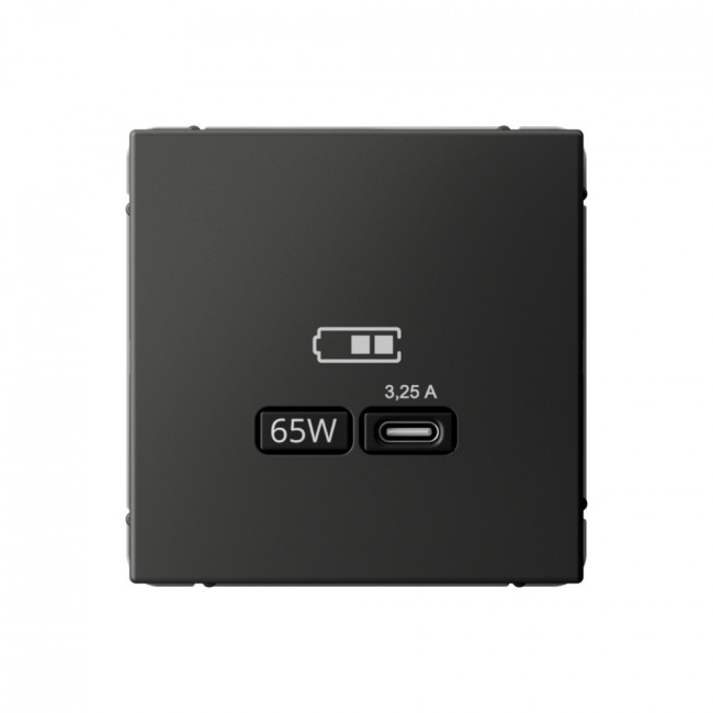 Art Gallery USB РОЗЕТКА тип-С 65Вт высокоскор.заряд. QC, PD, механизм, БАЗАЛЬТ, GAL001427