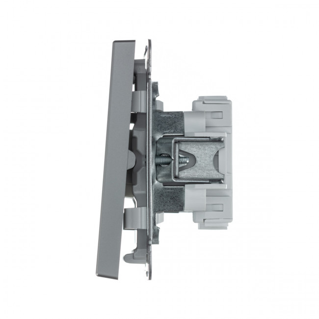 2-клавишный ВЫКЛЮЧАТЕЛЬ с самовозвратом, сх. 2, 10АХ , Art Gallery, цвет Сталь, GAL000917