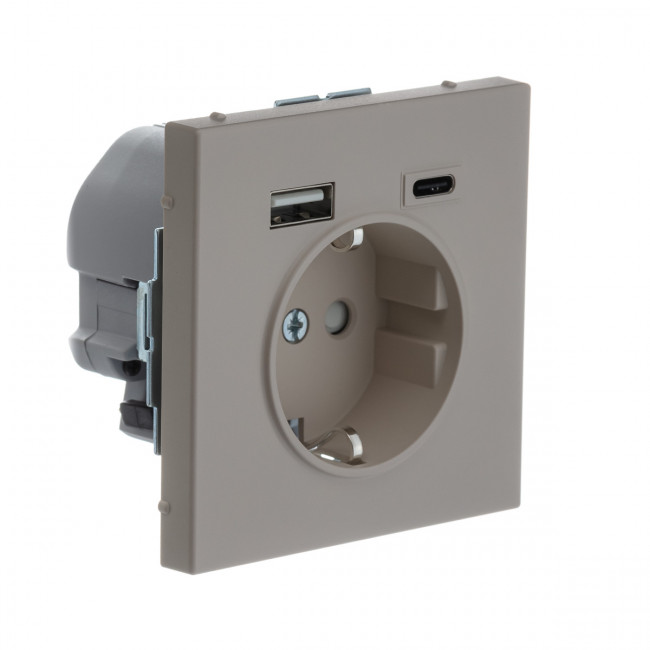 РОЗЕТКА 16 А с 2 USB А+С, 5 В, 1 порт 2,4/3,0 А, 2 порта 1,5 А , Art Gallery, цвет Песочный, GAL001232