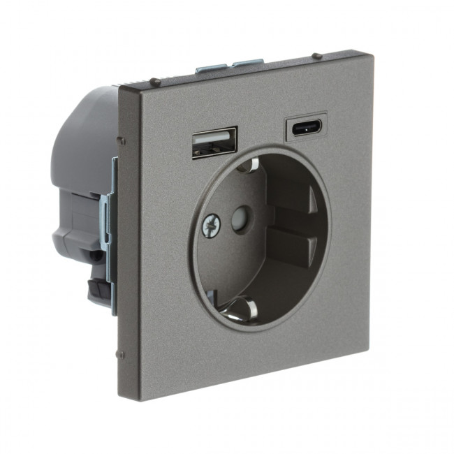 РОЗЕТКА 16 А с 2 USB А+С, 5 В, 1 порт 2,4/3,0 А, 2 порта 1,5 А , Art Gallery, цвет Шампань, GAL000532