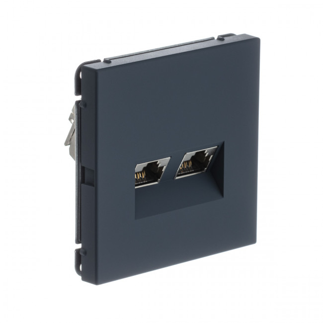 РОЗЕТКА двойная компьютерная RJ45+RJ45, кат.6А , Art Gallery, цвет Грифель, GAL000788