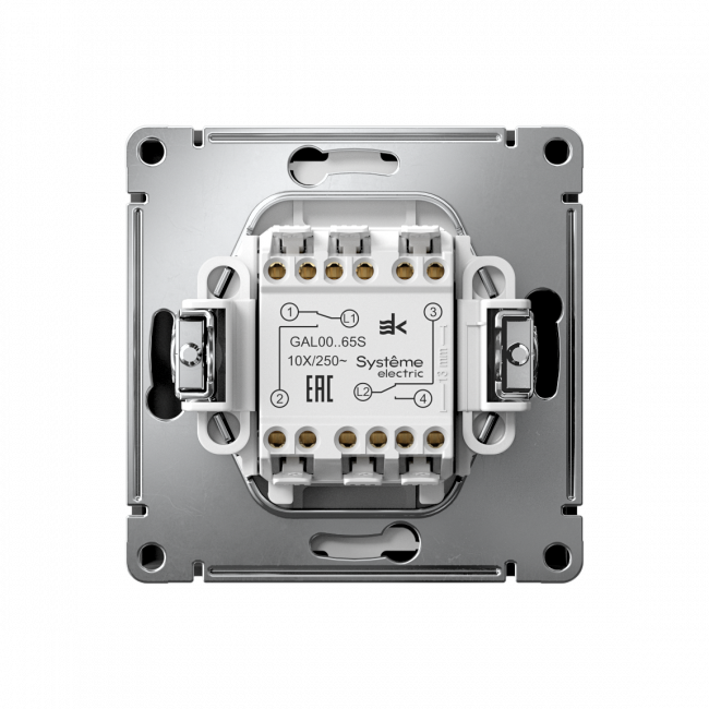 ARTGALLERY 2-клавишный ПЕРЕКЛЮЧАТЕЛЬ, 10АХ, механизм, быстрозажим. клем., КАРБОН, GAL001065S