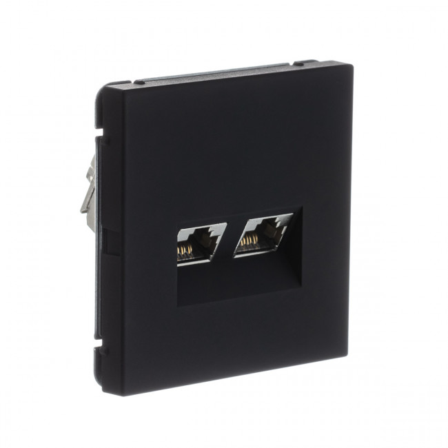 РОЗЕТКА двойная компьютерная RJ45+RJ45, кат.6А , Art Gallery, цвет Карбон, GAL001088