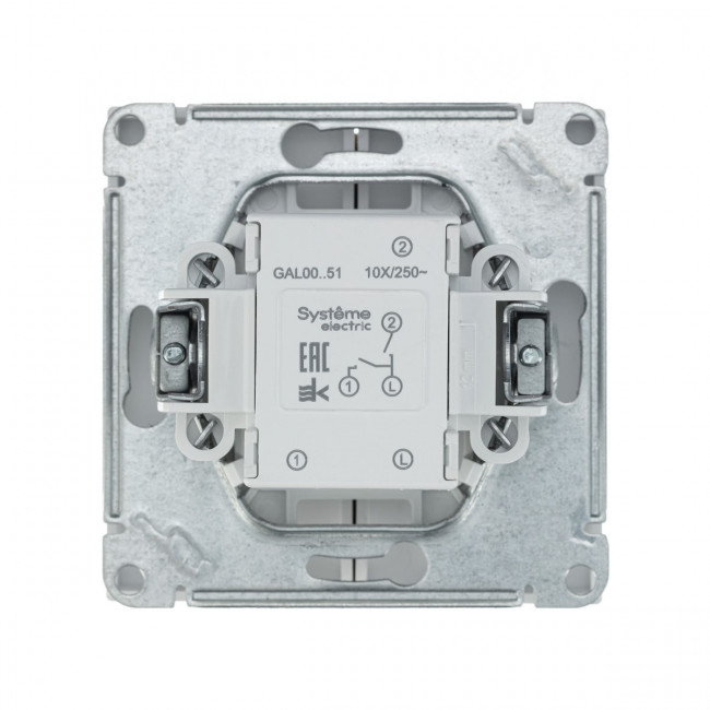 2-клавишный ВЫКЛЮЧАТЕЛЬ, сх. 5, 10АХ , Art Gallery, цвет Сталь, GAL000951
