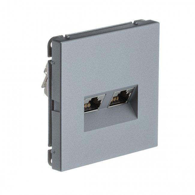 РОЗЕТКА двойная компьютерная RJ45+RJ45, кат.6А , Art Gallery, цвет Сталь, GAL000988
