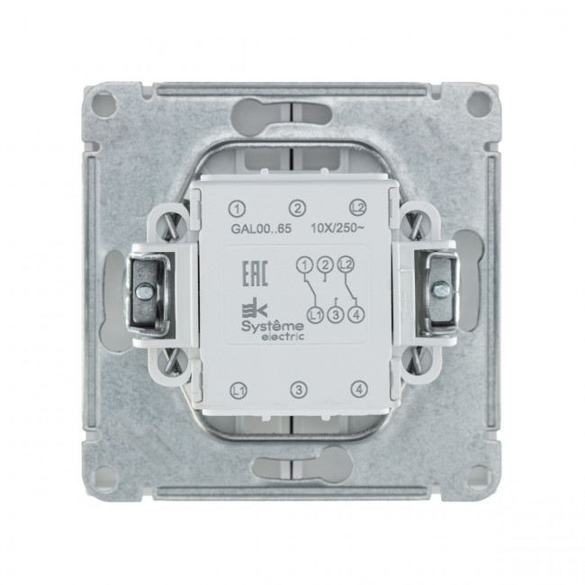 2-клавишный ПЕРЕКЛЮЧАТЕЛЬ, сх. 6/2, 10АХ , Art Gallery, цвет Алюминий, GAL000365