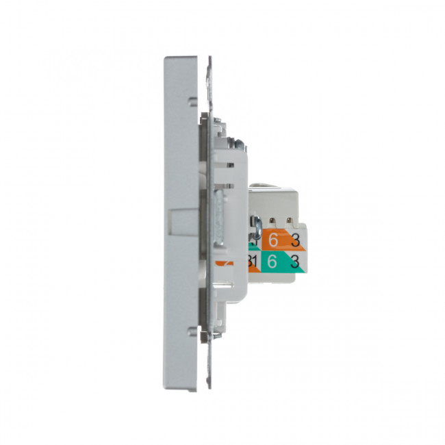 РОЗЕТКА двойная ТВ + компьютерная RJ45, кат. 5Е , Art Gallery, цвет Алюминий, GAL000389