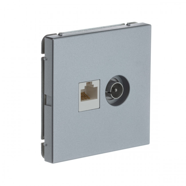 РОЗЕТКА двойная ТВ + компьютерная RJ45, кат. 5Е , Art Gallery, цвет Алюминий, GAL000389