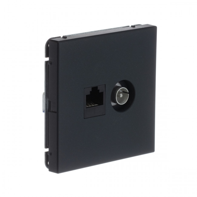 РОЗЕТКА двойная ТВ + компьютерная RJ45, кат. 5Е , Art Gallery, цвет Базальт, GAL001489