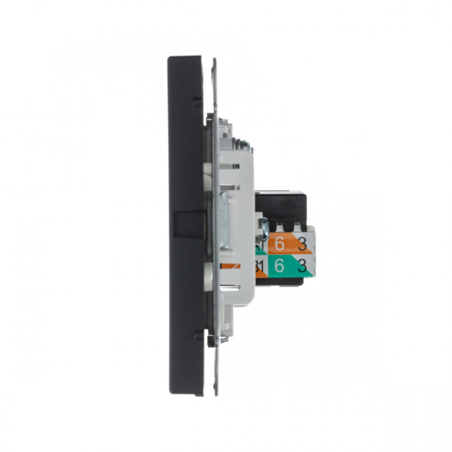 РОЗЕТКА двойная ТВ + компьютерная RJ45, кат. 5Е , Art Gallery, цвет Базальт, GAL001489