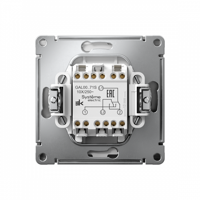 ARTGALLERY Перекрестный ПЕРЕКЛЮЧАТЕЛЬ, 10АХ, механизм, быстрозажим. клем., СТАЛЬ, GAL000971S