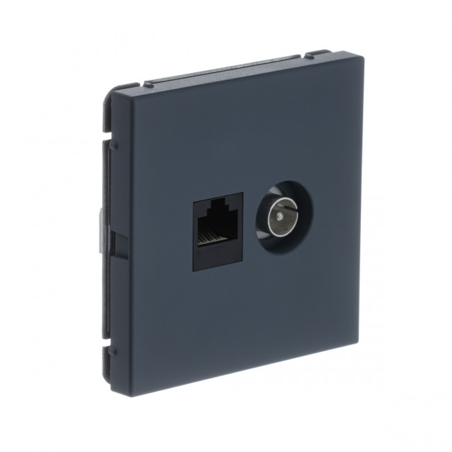 РОЗЕТКА двойная ТВ + компьютерная RJ45, кат. 5Е , Art Gallery, цвет Грифель, GAL000789