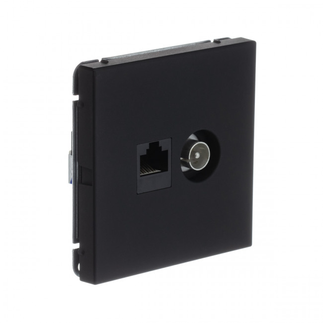 РОЗЕТКА двойная ТВ + компьютерная RJ45, кат. 5Е , Art Gallery, цвет Карбон, GAL001089