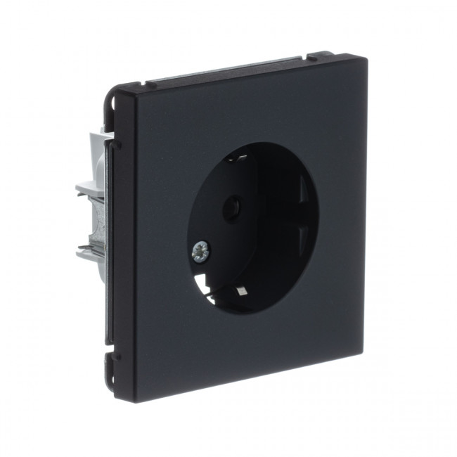 Art Gallery РОЗЕТКА с заземлением со шторками, 16А, механизм, БАЗАЛЬТ , GAL001445