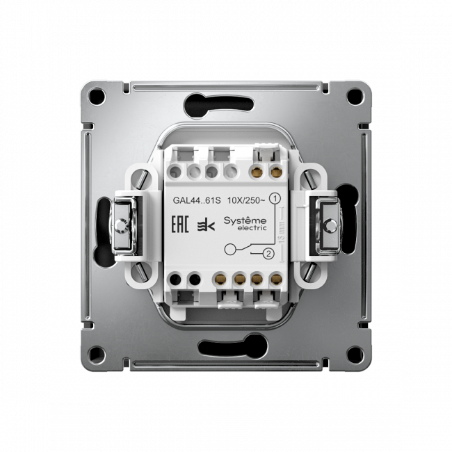 ARTGALLERY 1-клавишный ПЕРЕКЛЮЧАТЕЛЬ IP44, 10АХ,  механизм, быстрозажим. клем., КАРБОН, GAL441061S