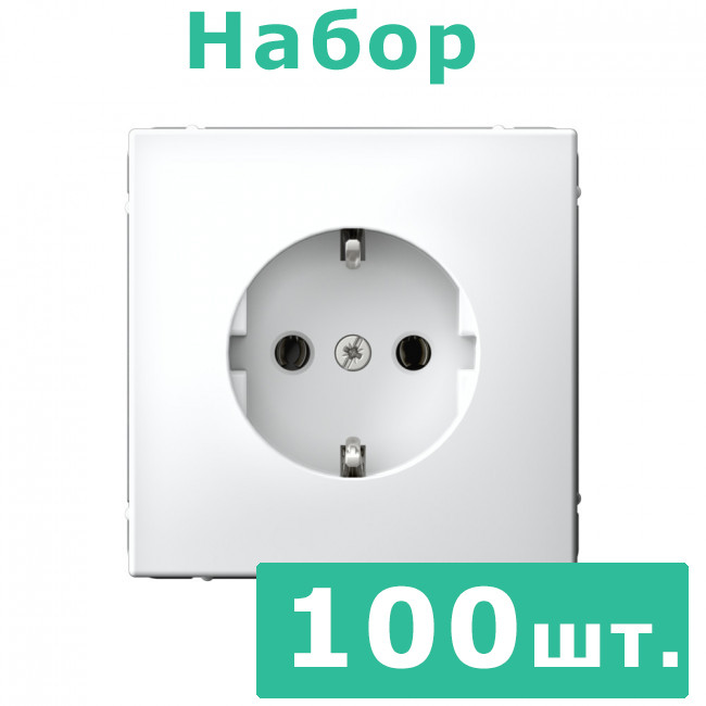 РОЗЕТКА с заземлением, 16 А , Art Gallery, цвет  белый, GAL000143, набор 100 штук