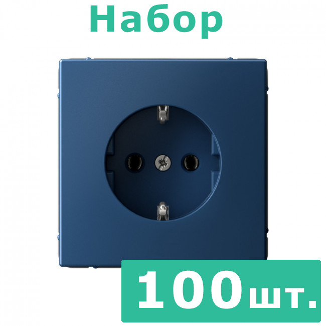 РОЗЕТКА с заземлением, 16 А , Art Gallery, цвет Аквамарин, GAL001143, набор 100 штук