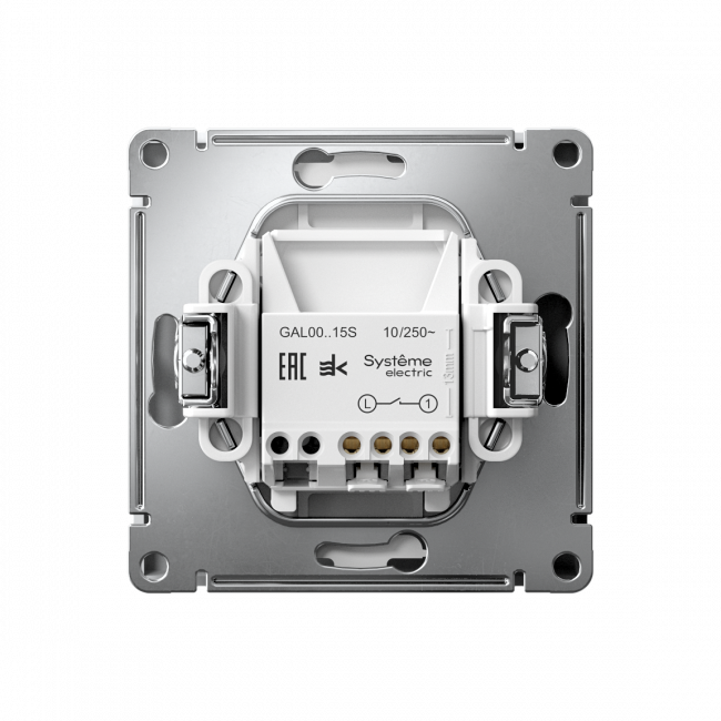 ARTGALLERY 1-клавишный ВЫКЛЮЧАТЕЛЬ с самовозвратом, механизм, быстрозажимные клеммы, БЕЛЫЙ, GAL000115S