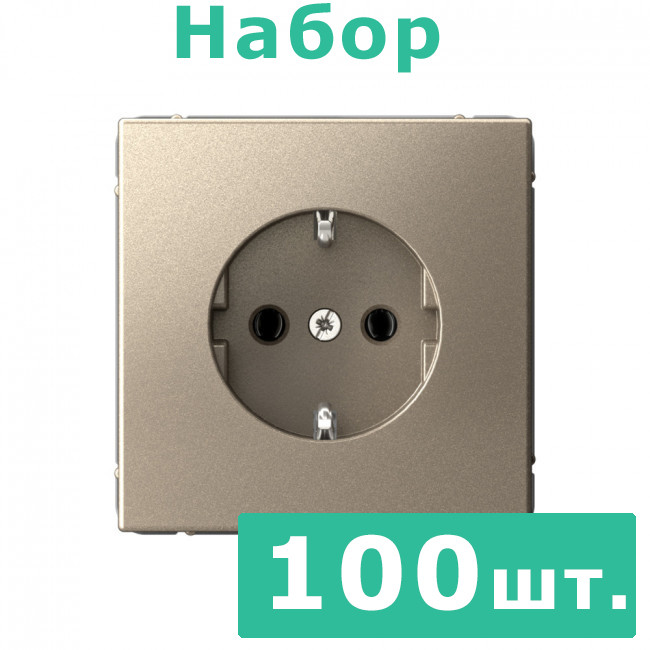 РОЗЕТКА с заземлением, 16 А , Art Gallery, цвет Шампань, GAL000543, набор 100 штук