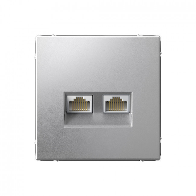ARTGALLERY РОЗЕТКА двойная компьютерная RJ45+RJ45, категория 5е, механизм, АЛЮМИНИЙ, GAL000385