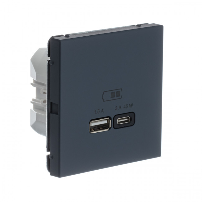 Art Gallery USB РОЗЕТКА A + тип-C 45Вт высокоскор.заряд. QC, PD, механизм, ГРИФЕЛЬ, GAL000729