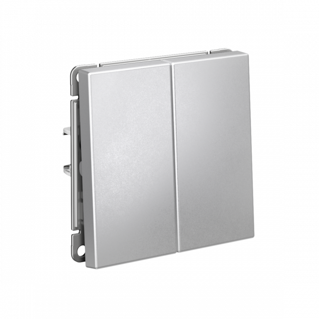 ARTGALLERY 2-клавишный ВЫКЛЮЧАТЕЛЬ с самовозвратом, 10АХ, механизм, быстрозажимные клеммы, АЛЮМИНИЙ, GAL000317S