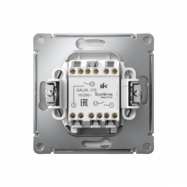 ARTGALLERY 2-клавишный ВЫКЛЮЧАТЕЛЬ с самовозвратом, 10АХ, механизм, быстрозажимные клеммы, АЛЮМИНИЙ, GAL000317S