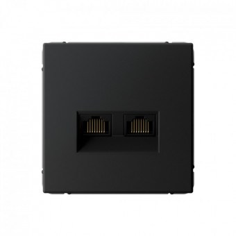 ARTGALLERY РОЗЕТКА двойная компьютерная RJ45+RJ45, категория 5е, механизм, КАРБОН, GAL001085