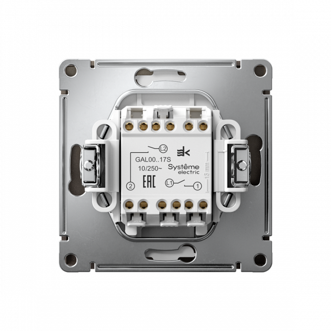 ARTGALLERY 2-клавишный ВЫКЛЮЧАТЕЛЬ с самовозвратом, 10АХ, механизм, быстрозажимные клеммы, МОККО, GAL000617S