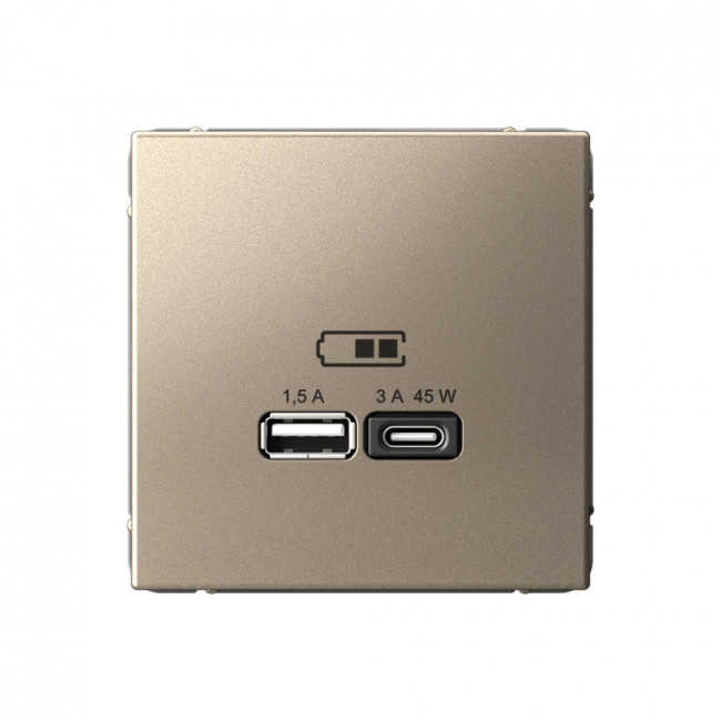 Art Gallery USB РОЗЕТКА A + тип-C 45Вт высокоскор.заряд. QC, PD, механизм, ШАМПАНЬ, GAL000529