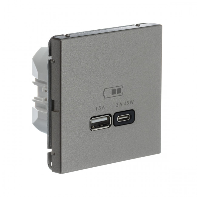 Art Gallery USB РОЗЕТКА A + тип-C 45Вт высокоскор.заряд. QC, PD, механизм, ШАМПАНЬ, GAL000529