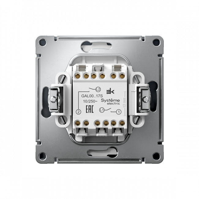 ARTGALLERY 2-клавишный ВЫКЛЮЧАТЕЛЬ с самовозвратом, 10АХ, механизм, быстрозажимные клеммы, ГРИФЕЛЬ, GAL000717S