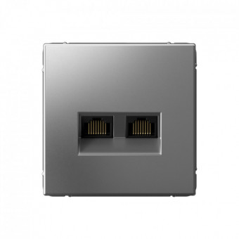 ARTGALLERY РОЗЕТКА двойная компьютерная RJ45+RJ45, категория 5е, механизм, СТАЛЬ, GAL000985