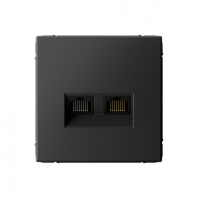 ARTGALLERY РОЗЕТКА двойная компьютерная RJ45+RJ45, категория 5е, механизм, БАЗАЛЬТ, GAL001485