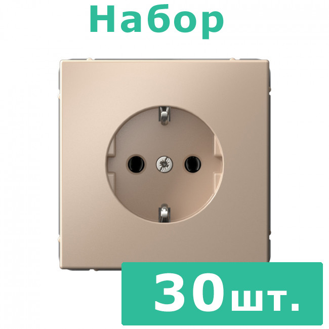РОЗЕТКА с заземлением, 16 А , Art Gallery, цвет Песочный, GAL001243, набор 30 штук