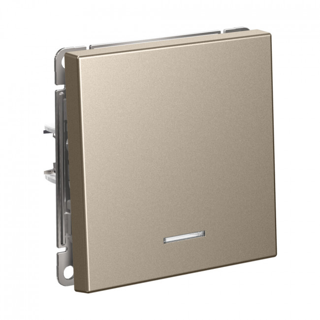 ARTGALLERY 1-клавишный ВЫКЛЮЧАТЕЛЬ с самовозвратом с подсветкой, 10А, механизм, ШАМПАНЬ, GAL000516