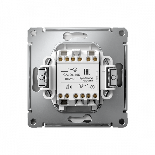 ARTGALLERY 2-клавишный ВЫКЛЮЧАТЕЛЬ ДЛЯ ЖАЛЮЗИ, 2х сх.4, 10А, механизм, быстрозажим. клем., СТАЛЬ, GAL000919S