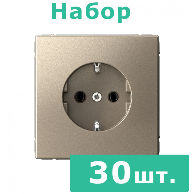 РОЗЕТКА с заземлением, 16 А , Art Gallery, цвет Шампань, GAL000543, набор 30 штук