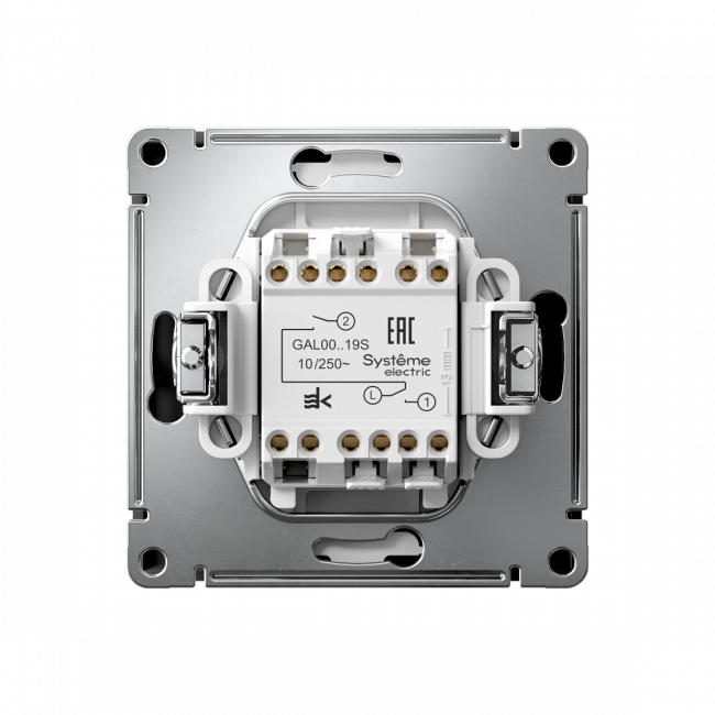 ARTGALLERY 2-клавишный ВЫКЛЮЧАТЕЛЬ ДЛЯ ЖАЛЮЗИ, 2х сх.4, 10А, механизм, быстрозажим. клем., КАРБОН, GAL001019S