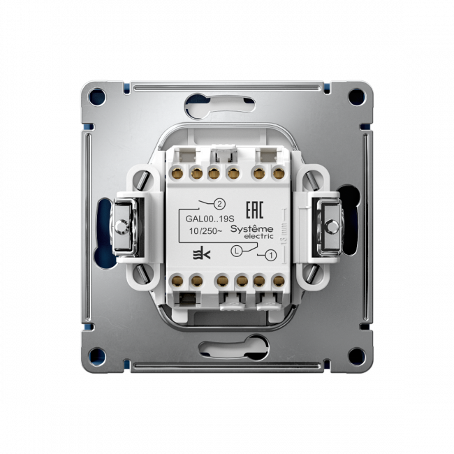 ARTGALLERY 2-клавишный ВЫКЛЮЧАТЕЛЬ ДЛЯ ЖАЛЮЗИ, 2х сх.4, 10А, механизм, быстрозажим. клем., АКВАМАРИН, GAL001119S